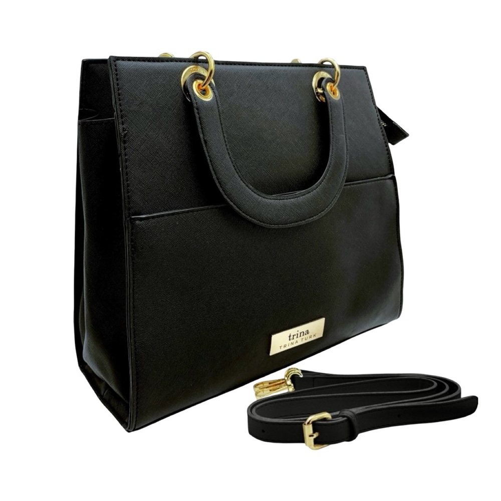 Trina Turk Black Crossbody Bag with Gold Accents